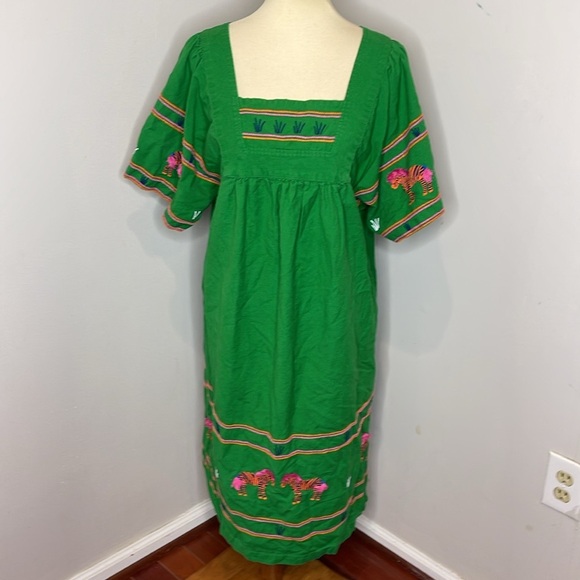 Frances Valentine‎ Picnic Zebra Print Linen-Blend Shift Dress - Picture 2 of 10